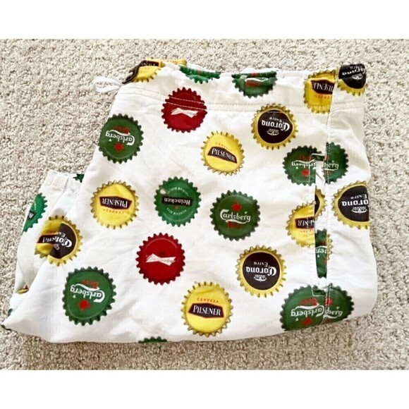 Mens Beer Cap Swim Trunks Board Shorts Sz 38 Corona Heineken Spring Break Party - Picture 11 of 11